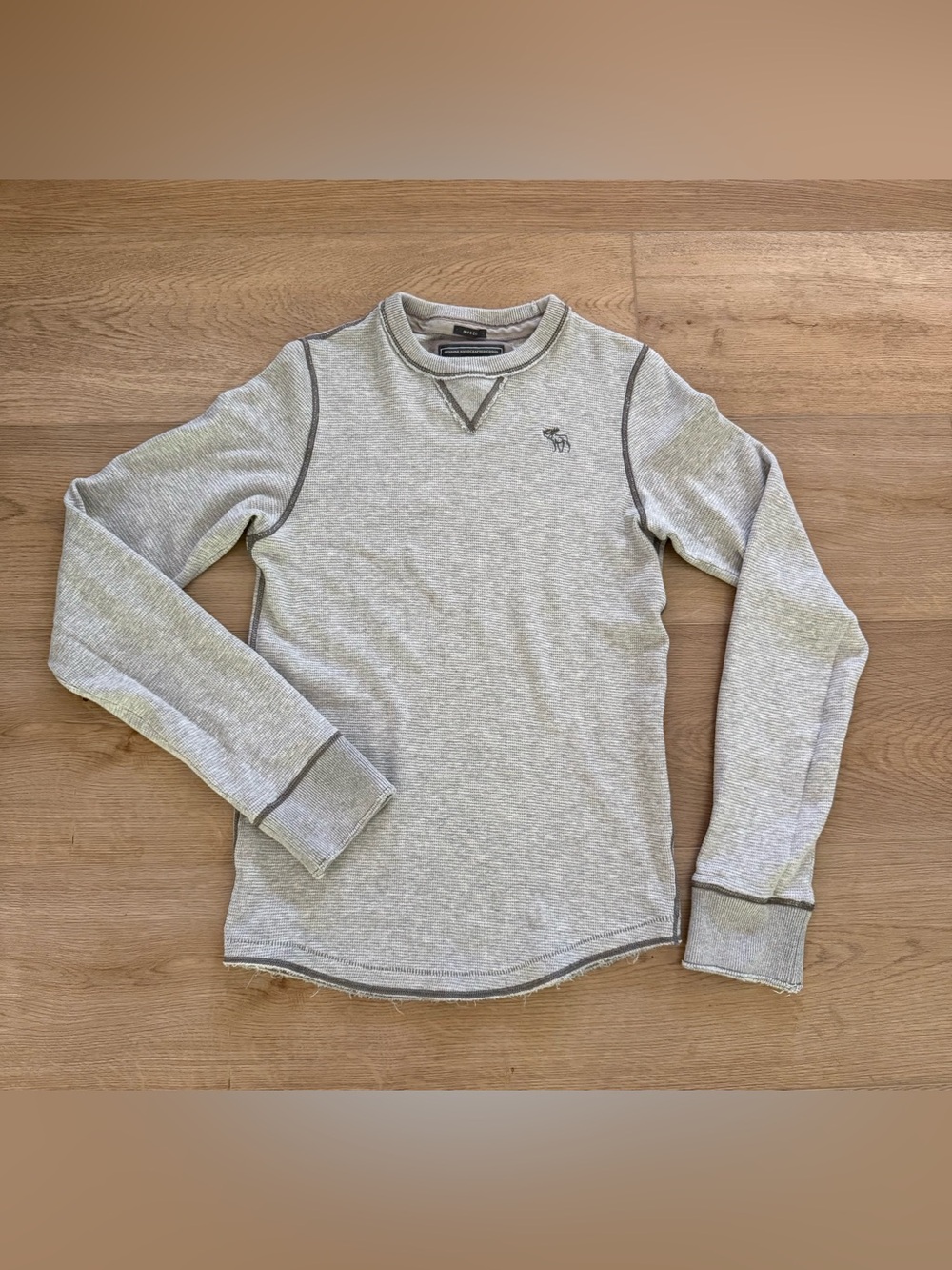 Abercrombie & Fitch Y2K Waffle Knit Thermal Crewneck Gray Men’s M muscle fit